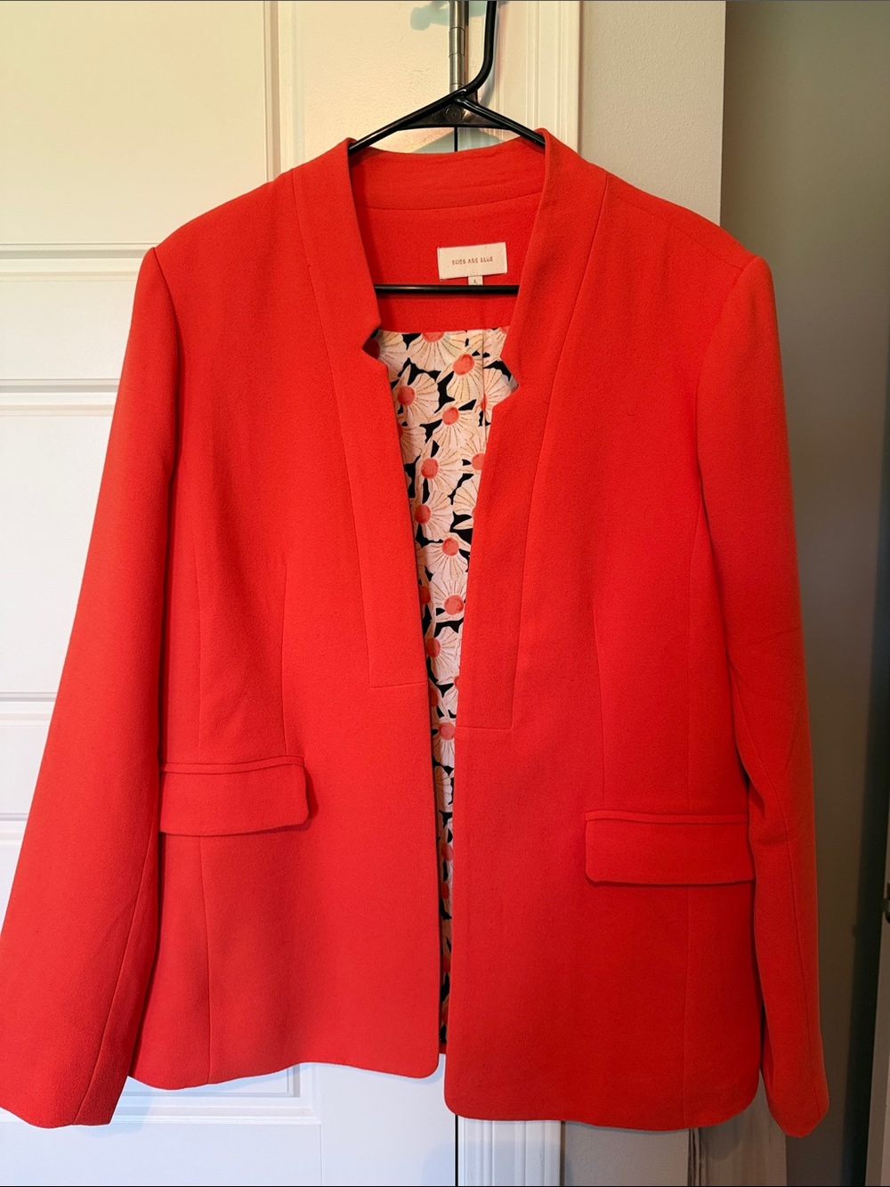 Skies Are Blue Vibrant Orange Open-Front Blazer